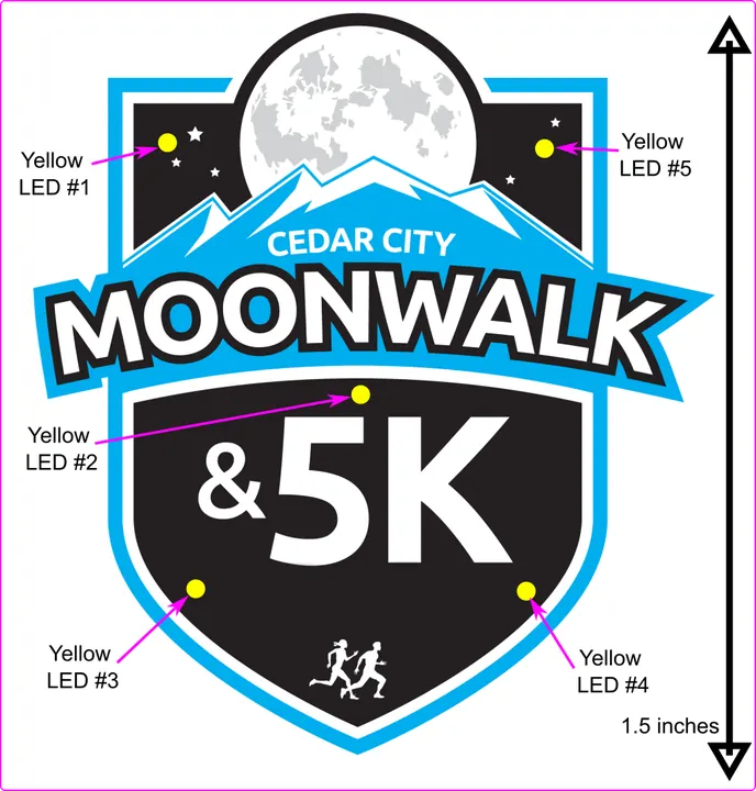 Moonwalk 5K custom pin LED placement diagram