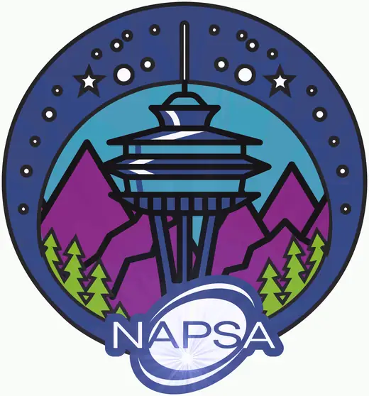 Animated NAPSA Seattle Space Needle custom light-up pin