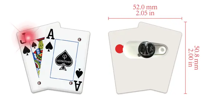 Upsolver playing card custom light-up pin with military clutch back
