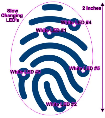 Vivitouch fingerprint custom flashing lapel pin LED placement diagram